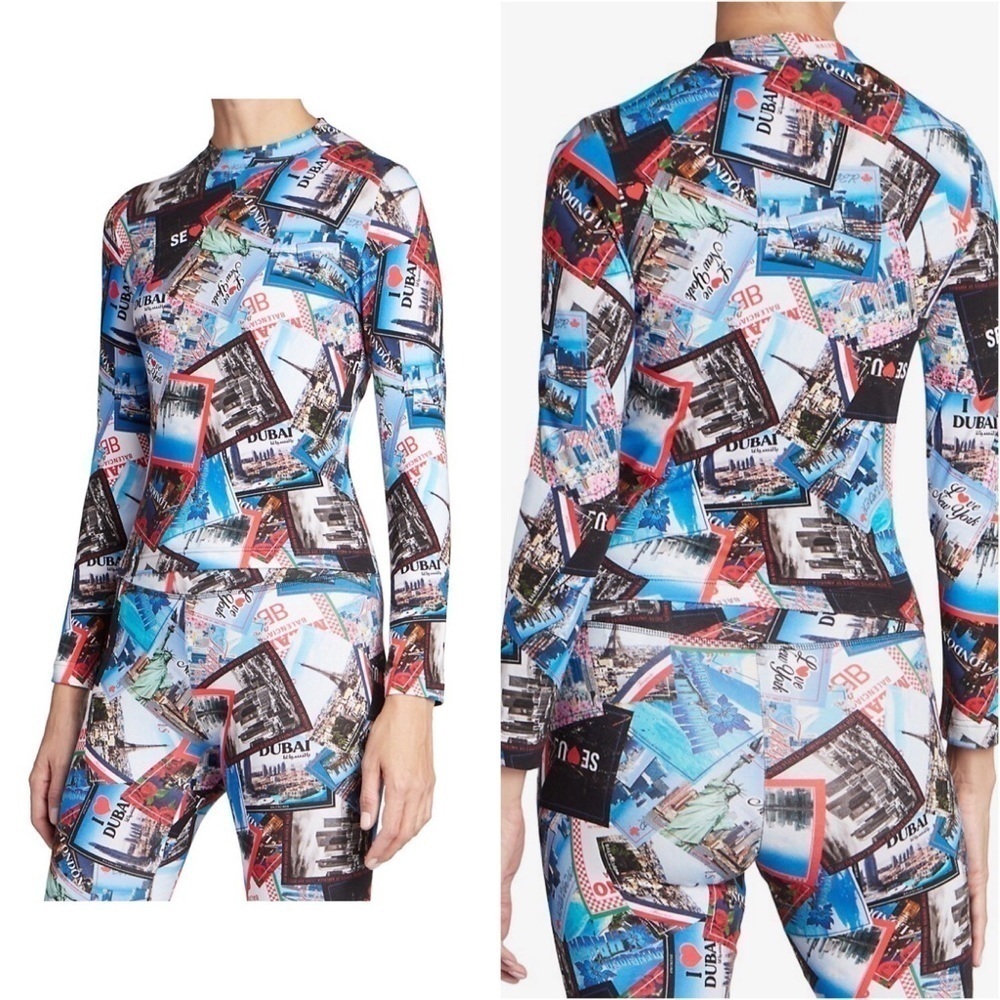 BALENCIAGA Long Sleeve All Over Cities Stretch Top